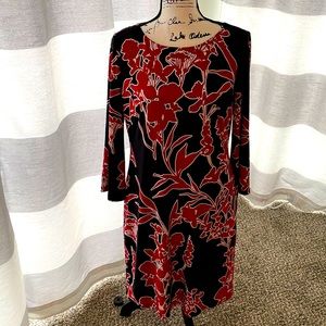 Ralph Lauren Dress floral black and red lined size 10